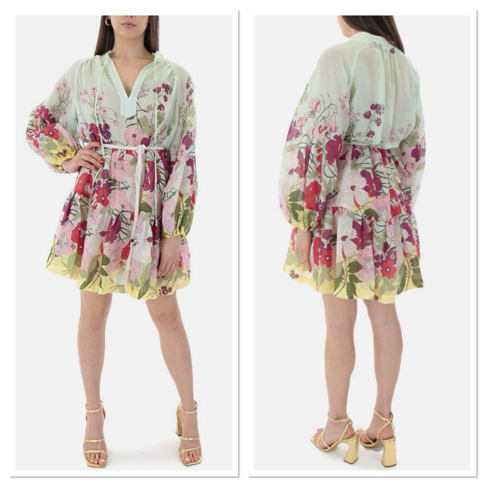 August Resort Wear, V Neck Long Sleeve, Comfort Fit, Mini Dress, Size S/M